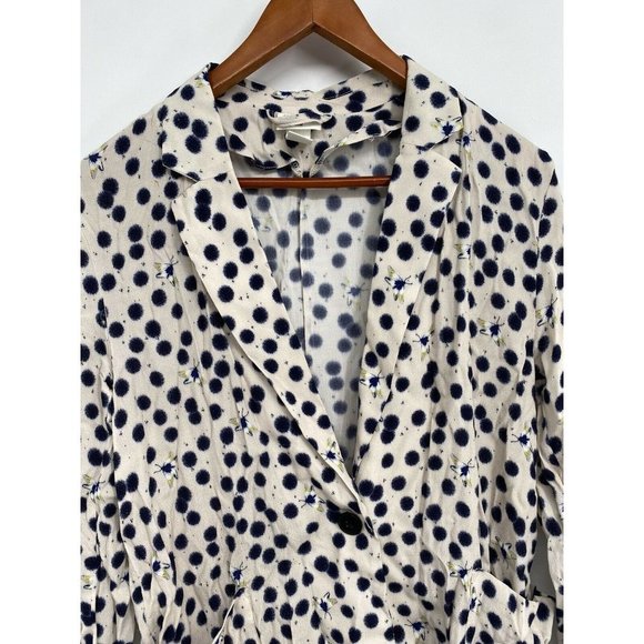 Anna Glover x H&M Crepe Blazer Size 10 Polka Dot Moth Pattern Pockets LIGHWEIGHT - Picture 2 of 6